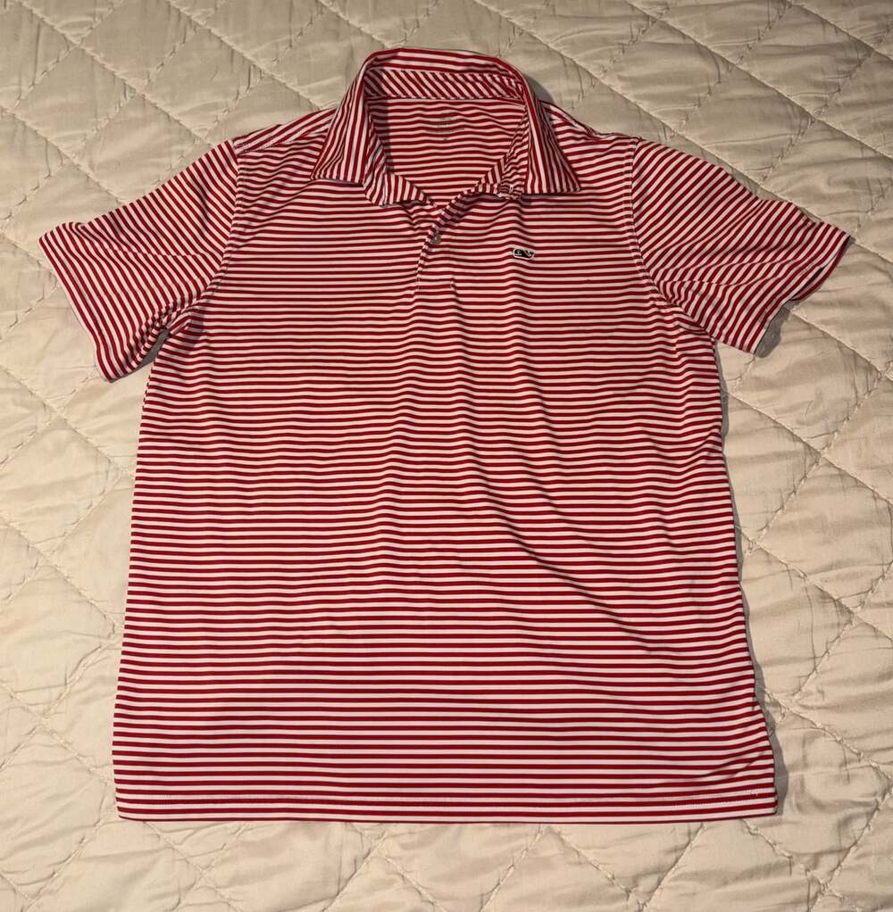 Vineyard Vines Women’s XL Red and White Striped Performance Polo Shirt